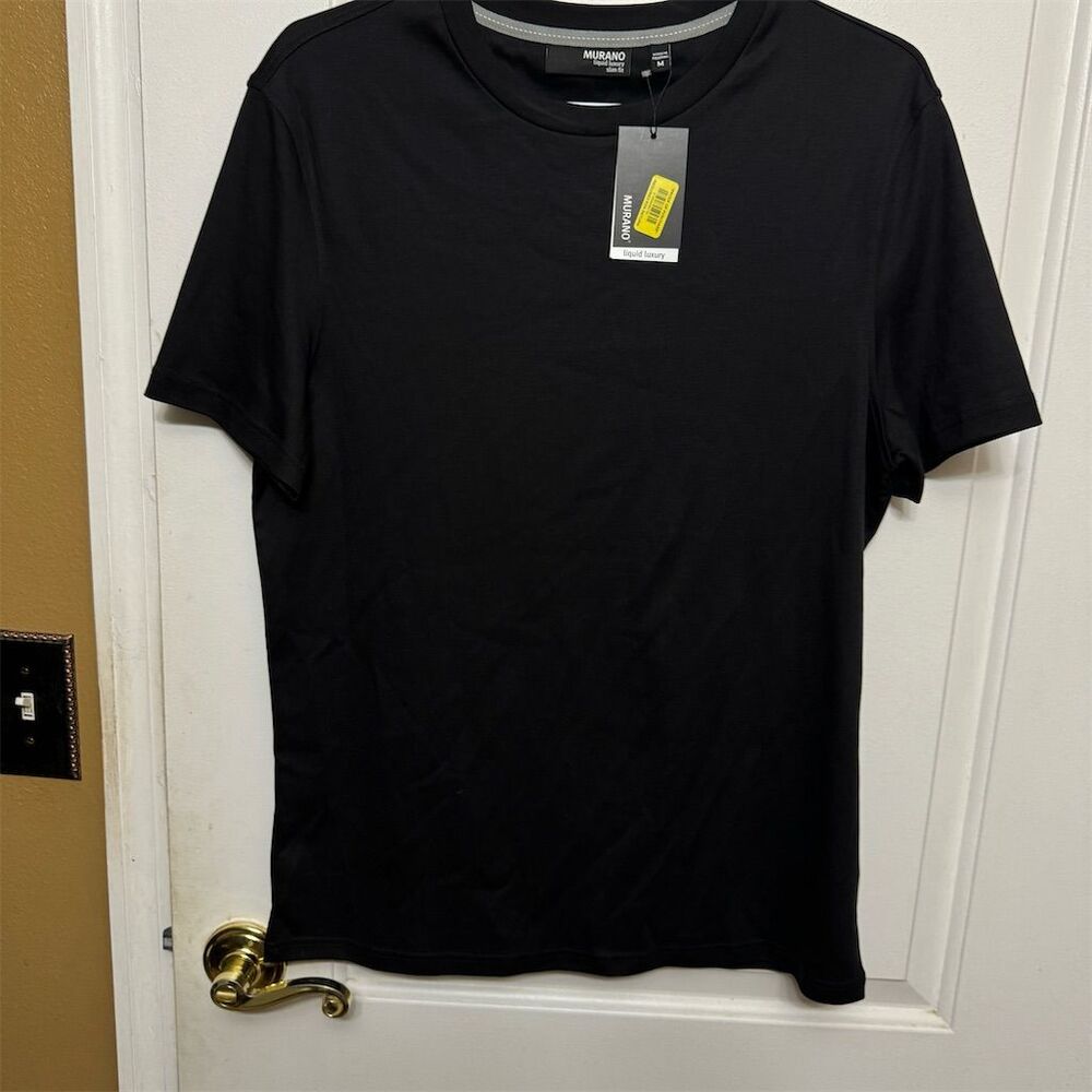 Murano Men's Crewneck T-Shirt Black Size M Short Sleeve Slim Fit